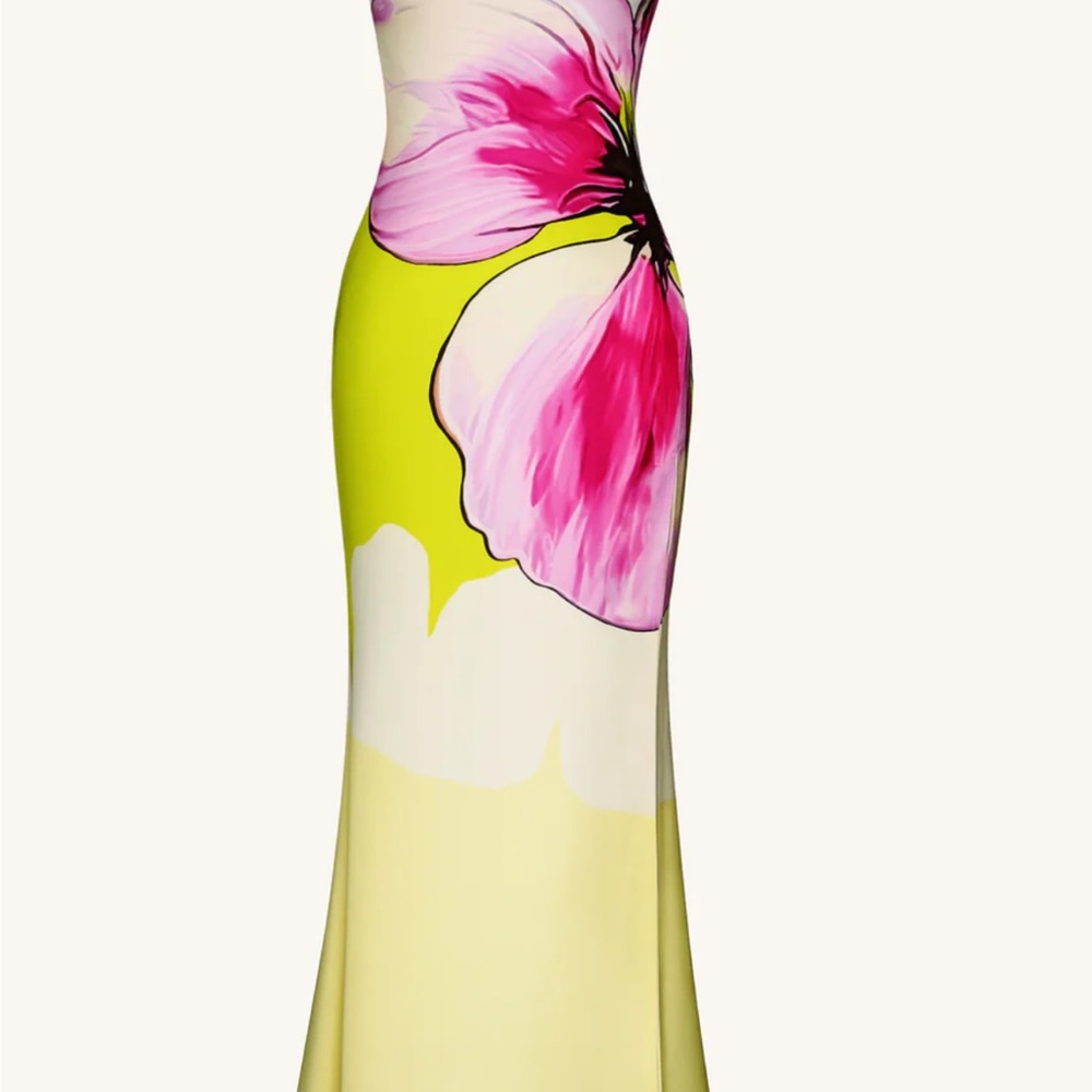 JW PEI Pink and White Halter Gown - Picture 3 of 4
